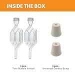 Twin Bubble Airlock and Carboy Bung Set