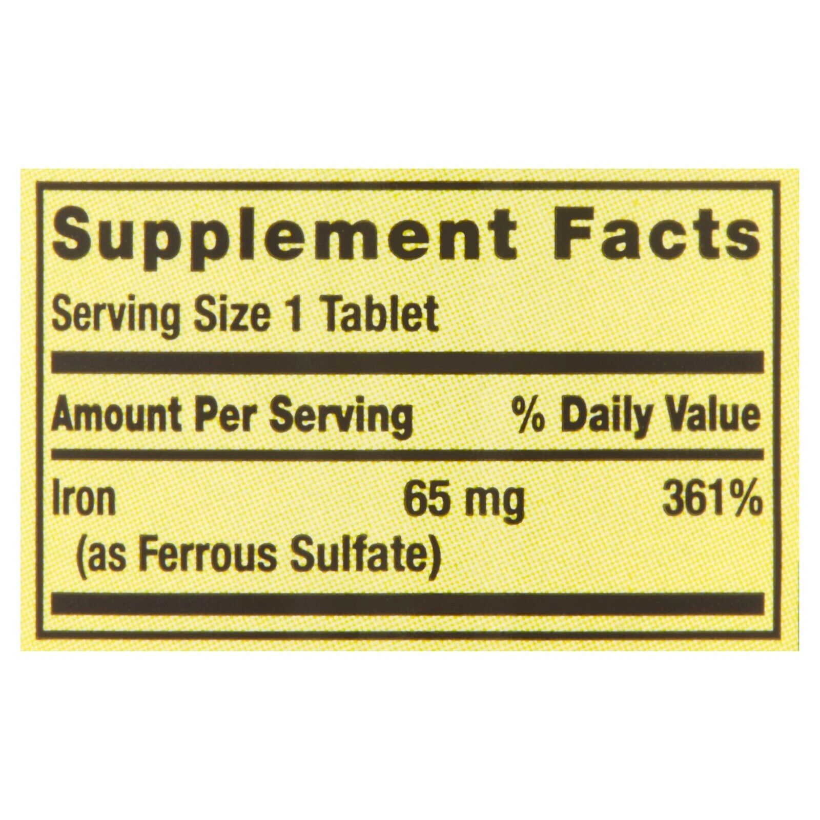 Spring Valley Iron Tablets 65 mg, 100 Count Pack
