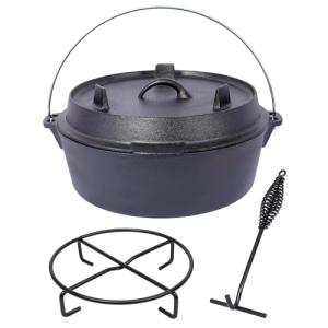 Pre-Seasoned Cast Iron Dutch Oven for Campfire Cooking
