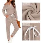 Beige Two-Piece Women's Sweatshirt & Jogger Set