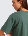 Pima Cotton Crop Top for Women - Graphite Green