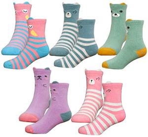 Kids Cute Cotton Crew Socks - 5 Pairs
