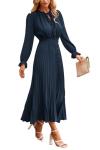 PRETTYGARDEN Women's V Neck Midi Dress in Navy