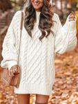 Oversized Cable Knit Sweater Dress for Women