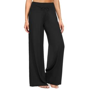 ZOOSIXX Women’s Black Wide Leg Comfy Pajama Pants