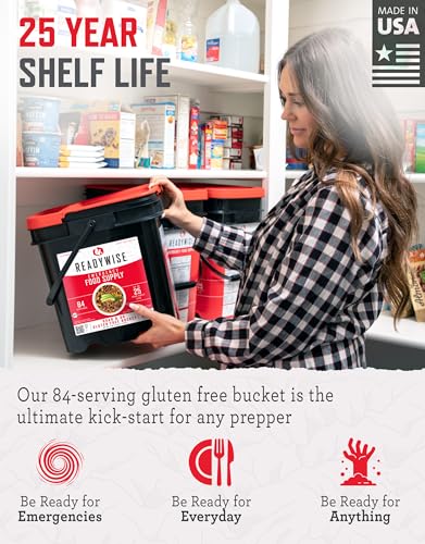 Gluten-Free Survival Food Bucket - 84 Servings, 25-Year Shelf Life