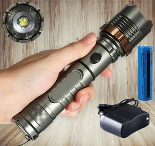 Tactical Rechargeable LED Flashlight Zoomable Torch