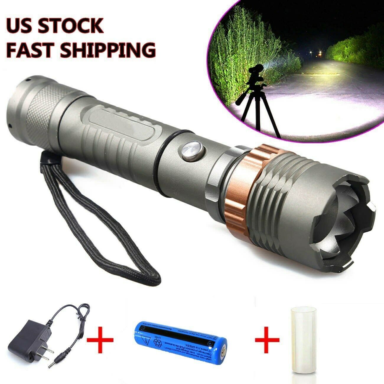 Tactical Rechargeable LED Flashlight Zoomable Torch