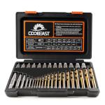 Coobeast 35 Pcs Screw Extractor and Left Hand Drill Bits Set, Easy Out Screw Extractor Kit with HSS Steel Reverse Drill Bit for Broken Nuts, Stripped Bolts Remove