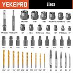 YEKEPRO 40 Pcs Bolt & Screw Extractor Set with Left Hand Cobalt Drill Bit Set, Easy Out Broken Stripped Screw Removal Tool for Damaged, Frozen, Studs, Rusted, Rounded-Off Bolts, Nuts & Screws, T15139