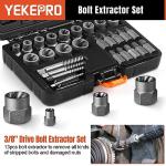 YEKEPRO 40 Pcs Bolt & Screw Extractor Set with Left Hand Cobalt Drill Bit Set, Easy Out Broken Stripped Screw Removal Tool for Damaged, Frozen, Studs, Rusted, Rounded-Off Bolts, Nuts & Screws, T15139