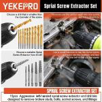 YEKEPRO 40 Pcs Bolt & Screw Extractor Set with Left Hand Cobalt Drill Bit Set, Easy Out Broken Stripped Screw Removal Tool for Damaged, Frozen, Studs, Rusted, Rounded-Off Bolts, Nuts & Screws, T15139