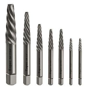 TOPEC Damaged Screw Extractor Set, 7 Piece Easy Out Bolt Extractor for Easily Remove Broken Bolts, Stripped Screws, Studs 