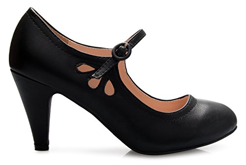 Olivia K Vintage Mary Jane Kitten Heels, Black
