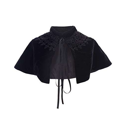 Vintage Black Velvet Lace Cape Shawl Cloak
