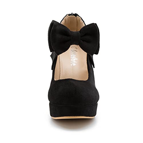Retro Black Bowtie Platform Heels for Women
