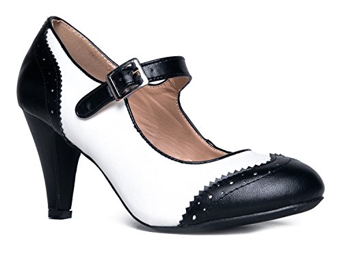 J. Adams Kym Retro Black White Oxford Heels