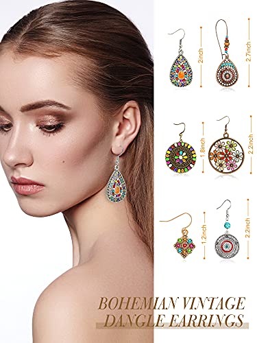 Bohemian Vintage Jewelry Set: Earrings, Bracelet, Necklace