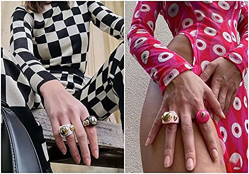 Colorful Y2K Chunky Retro Acrylic Ring Set
