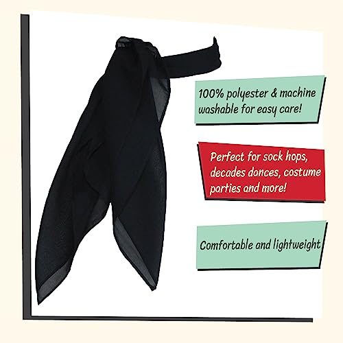 50's Style Black Polka Dot Chiffon Scarf