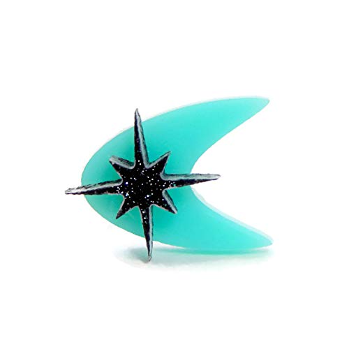Aqua Boomerang 50s Style Acrylic Stud Earrings