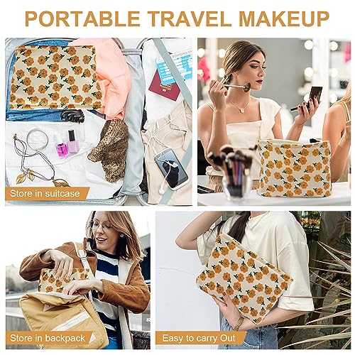 Retro Floral Corduroy Makeup Bag for Travel