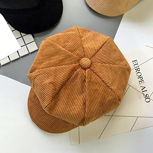 Vintage Washed Denim Newsboy Cap in Tan