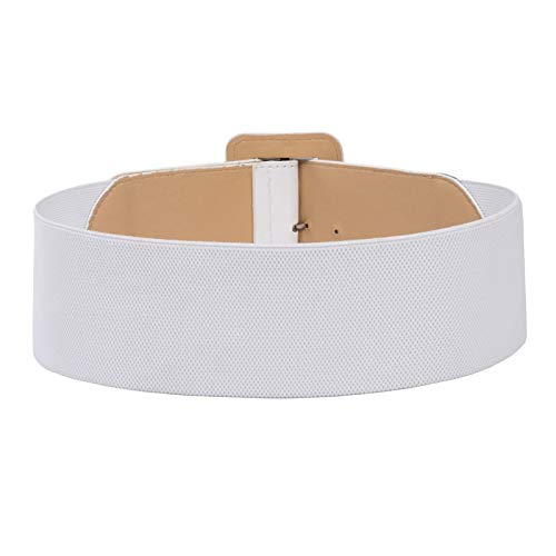 Hanna Nikole Women's Retro Wide Elastic Belt White