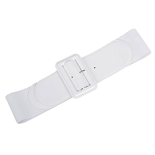 Hanna Nikole Women's Retro Wide Elastic Belt White