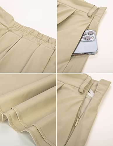 Vintage High Waist Pleated Midi Skirt with Pockets