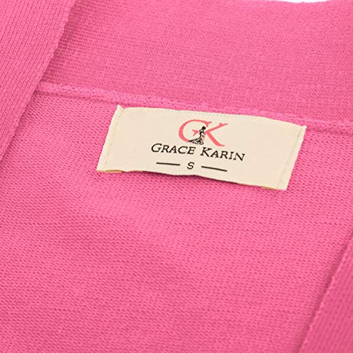 Pink Cropped Knit Cardigan with 3/4 Sleeves