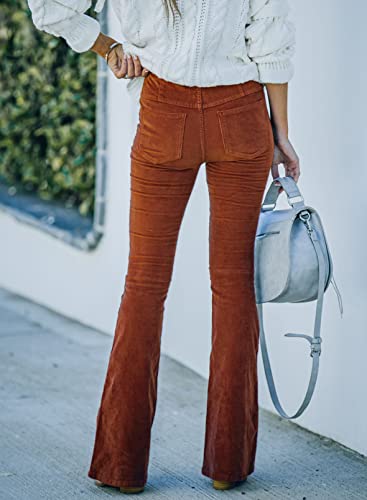 Brown Corduroy Flare Pants for Women