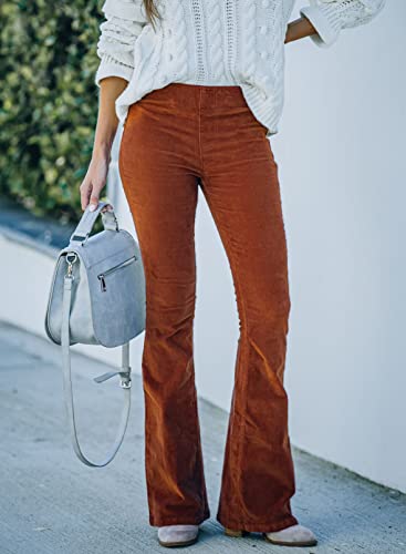 Brown Corduroy Flare Pants for Women