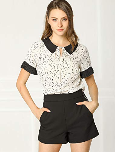 Allegra K Women's Polka Dot Doll Collar Blouse