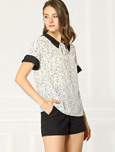 Allegra K Women's Polka Dot Doll Collar Blouse