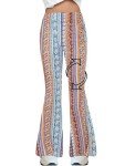 Vintage Floral Print Stretch Bell Bottom Pants