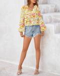 Floral Boho V Neck Blouse for Women