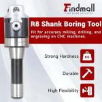 2" R8 Boring Head Tool Set with 9 Carbide Bars