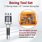 2" R8 Boring Head Tool Set with 9 Carbide Bars