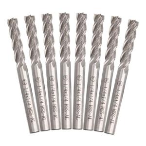 8-Pack 1/4 Inch HSS End Mill Cutting Bits