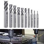 10-Piece 4-Flute End Mill Set for CNC