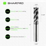 SHAPPRO 3/8" Carbide Square End Mill, 4 Flute
