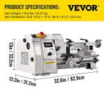 VEVOR 8"x14" Mini Metal Lathe Machine
