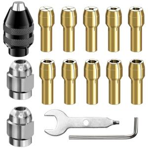 15-Piece Brass Collet and Chuck Set for Dremel