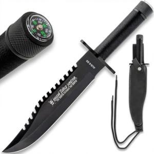 Black Jungle Hunter Survival Knife with Sheath & Kit