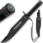 Black Jungle Hunter Survival Knife with Sheath & Kit