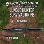 Black Jungle Hunter Survival Knife with Sheath & Kit