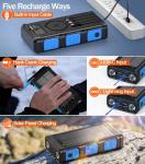 Power Bank with Crank, Solar, Flashlights & Cables