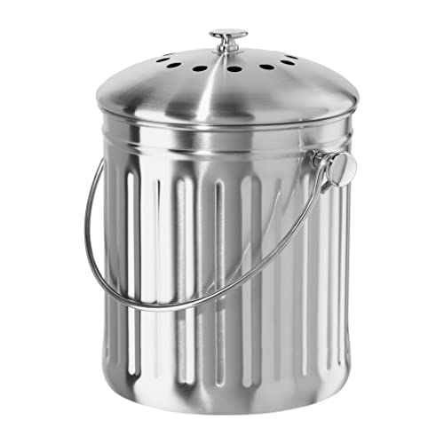 Oggi 1-Gallon Stainless Steel Countertop Compost Bin