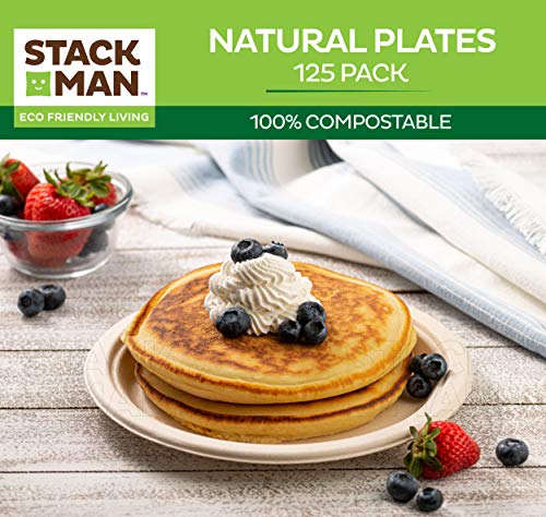 Eco-Friendly 9" Compostable Paper Plates (125-Pack)